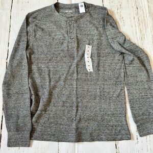 Old Navy Men's Heather Gray Long Sleeve Henley